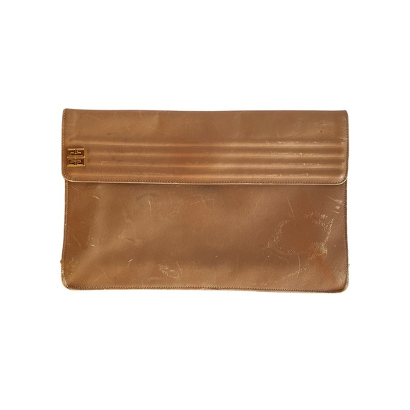 Vintage 80s Givenchy tan leather clutch